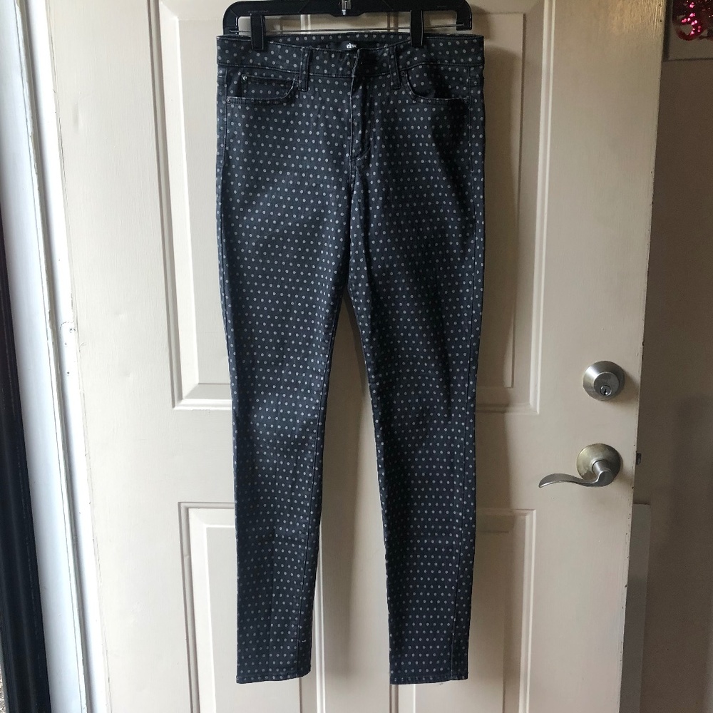 Else Womens Black & Gray polka dots Skinny Pants. Size 30.